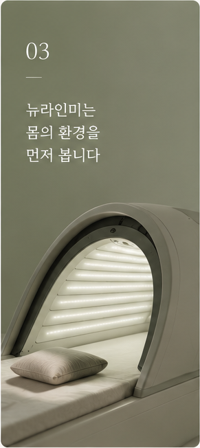 뉴라인미는 몸의 환경을 먼저 봅니다